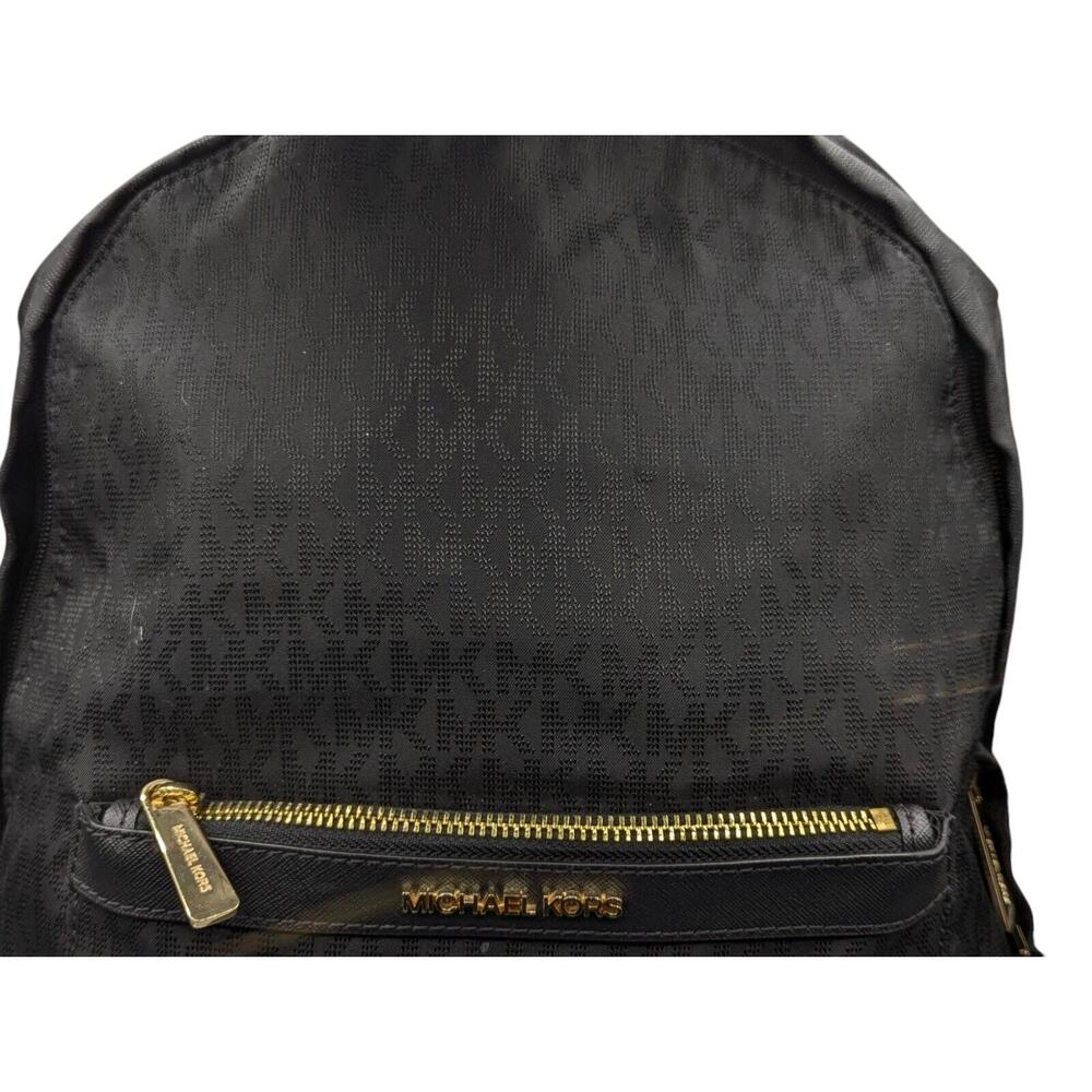 NWT Michael Kors Morgan Medium Black Signature Jacquard & Leather Trim Backpack‎ - Picture 4 of 11
